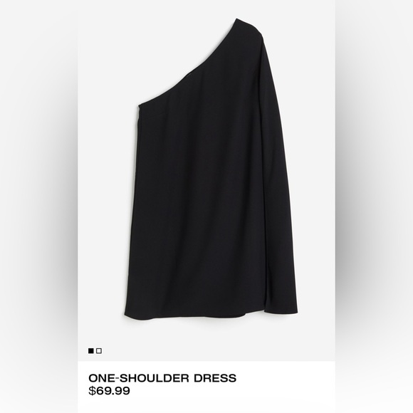H&M (L) black one shoulder mini cape dress - Picture 1 of 4